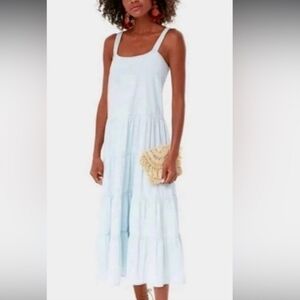 Tuckernuck Pomander Place Lola Chambray Midi Tiered Cotton Dress XS